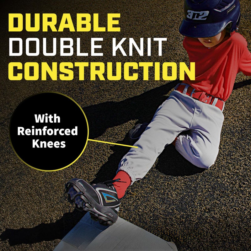3N2 Clutch Boys Youth Baseball Pants - 100% Polyester Lightweight with Reinforced Knees, Elastic Hem & Waistband - (White, YXS) - Image 2